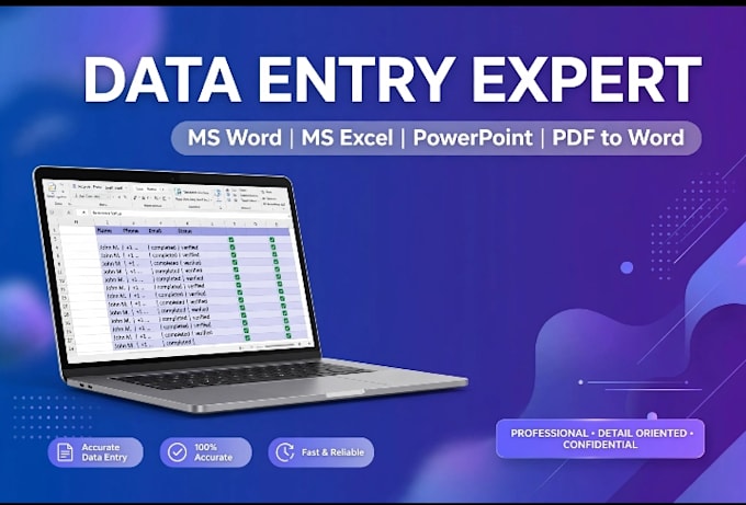 do data entry, ms word, excel dashboard and powerpoint work