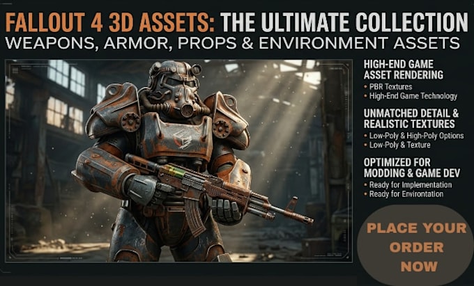 create fallout 4 3d models, weapons, armor, props and environment assets
