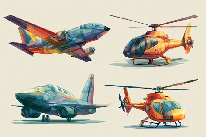 draw aircraft, helicopter, airplane into a vector