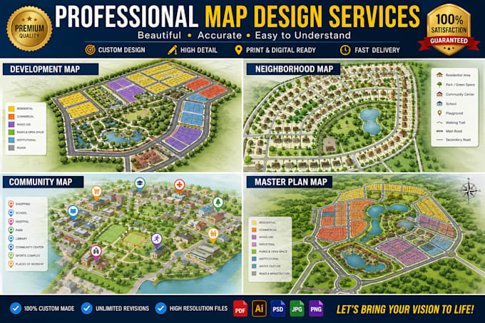 create development map, neighborhood map, community map and master plan map