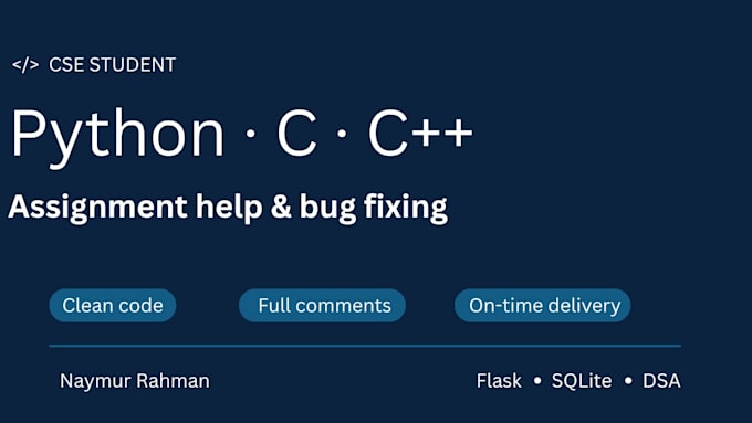do your python, cpp programming assignments and fix bugs