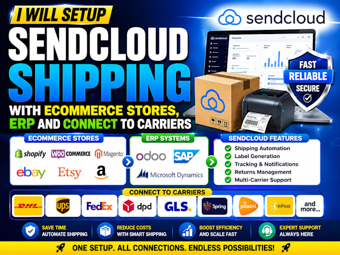 setup sendcloud shipping on shopify etsy woocommerce amazon connect to carriers