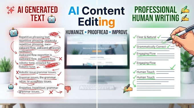 humanize, edit and proofread ai generated content