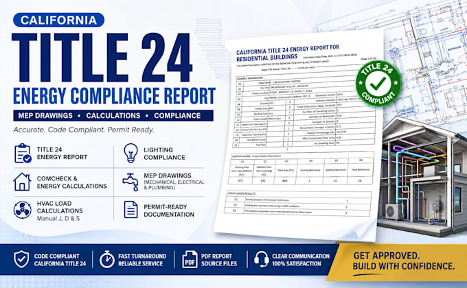 do california title 24 energy compliance report, mep and building calculation