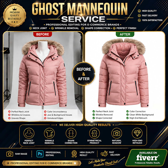 ghost mannequin neck join and apparel photo editing