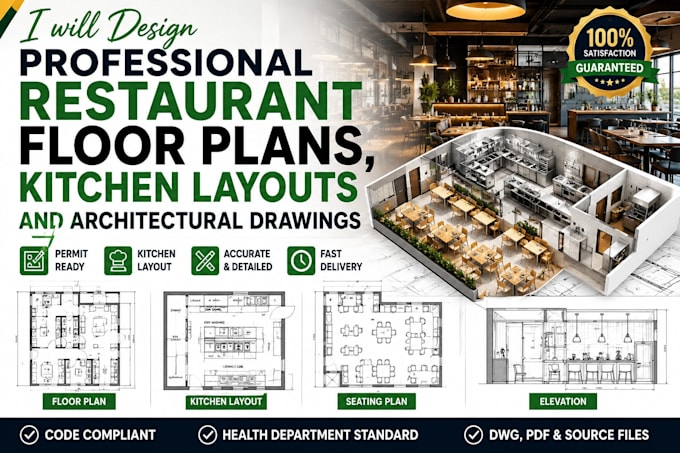 design professional restaurant floor plans, kitchen layouts architecture drawing
