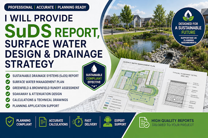 provide suds report, surface water drainage design  and drainage strategy