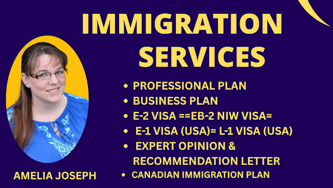 write USA immigration business plan for eb2 niw, e2, l1 visa