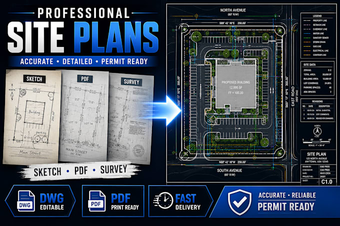 design professional site plan, plot plan and land development drawings