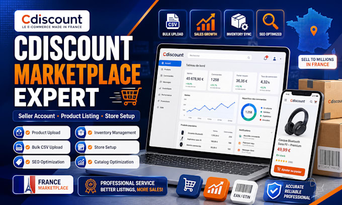 create optimize cdiscount marketplace product listing ecommerce seller account