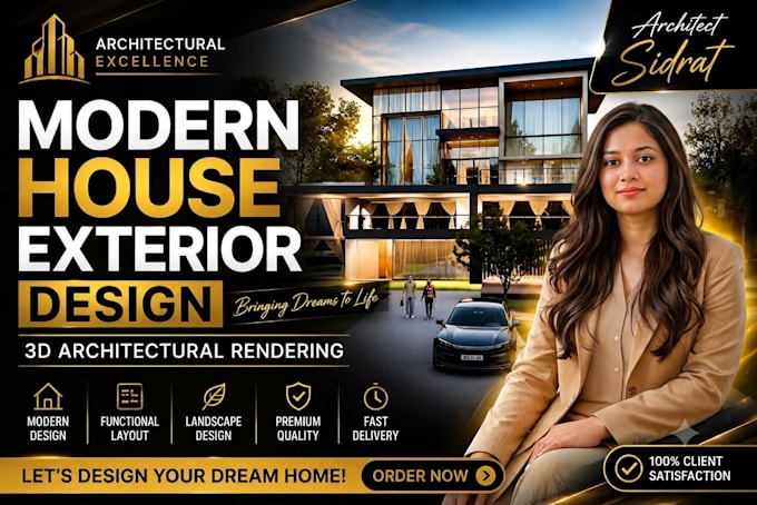 design modern house exterior and 3d architectural rendering