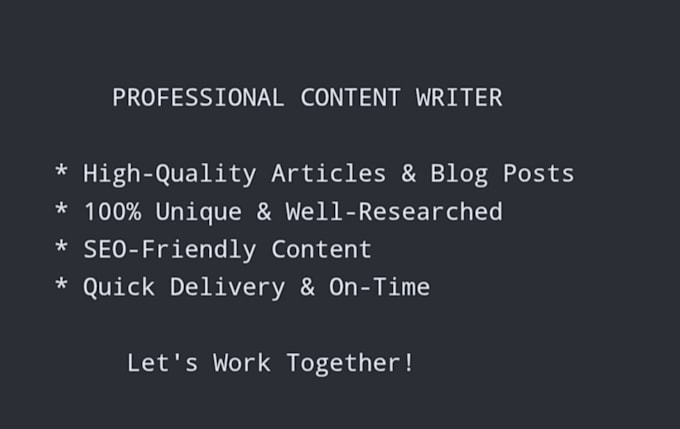 write high quality articles and blog posts for your website