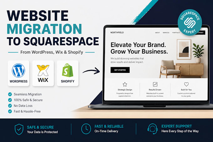 migrate wordpress, wix, shopify to squarespace