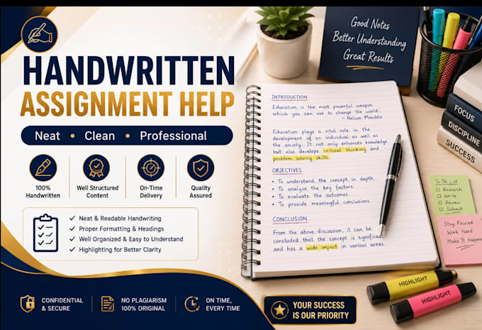 write neat handwritten assignments and study notes