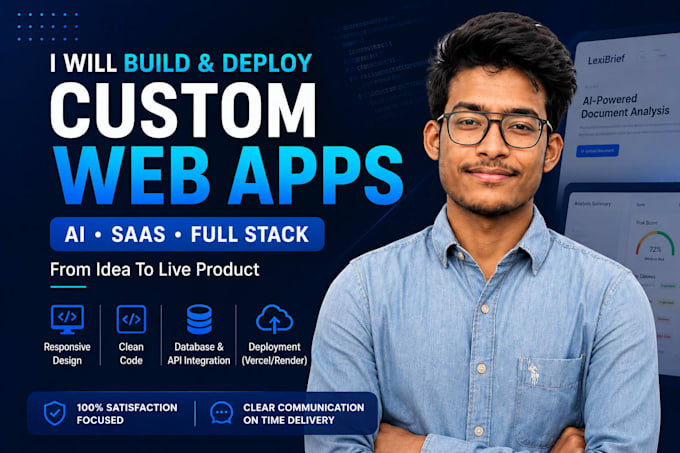build and deploy a custom full stack website or ai web app
