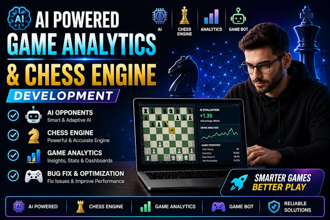 develop ai powered game analytics chess engine and game bot