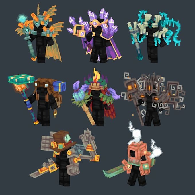 create custom minecraft 3d blockbench models, textures, and animations