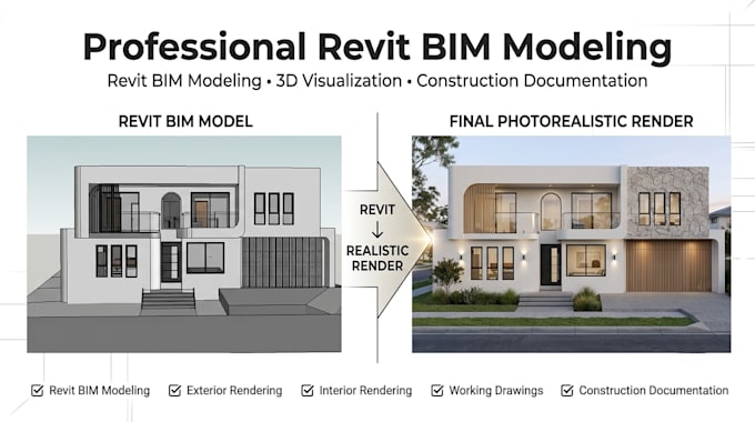 create revit bim models and construction drawings