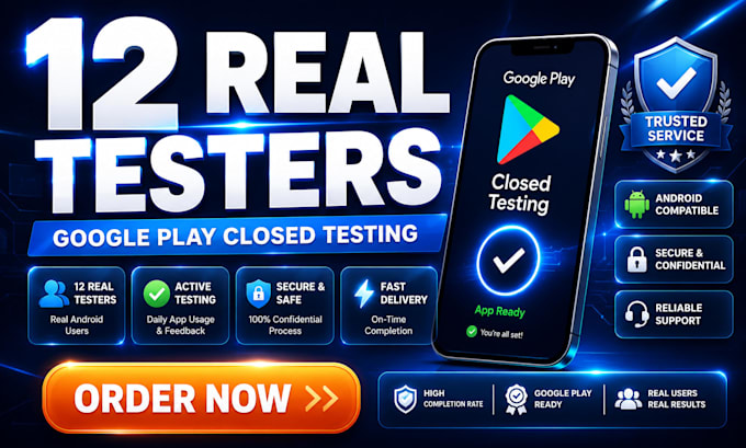 provide 12 or 20 tester for your goggle play console closed testing