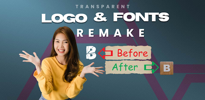 remake clean transparent logo and change font