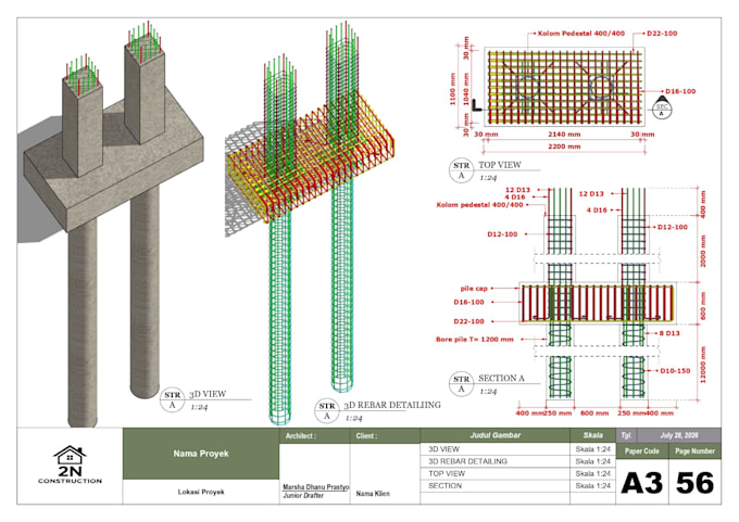 professional structural drawings, rebar detailing, and foundation