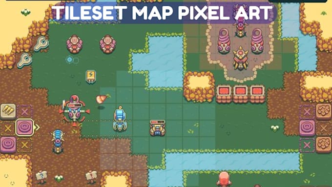 do pixel art background isometric top down pixel tileset pixel asset, pixel icon