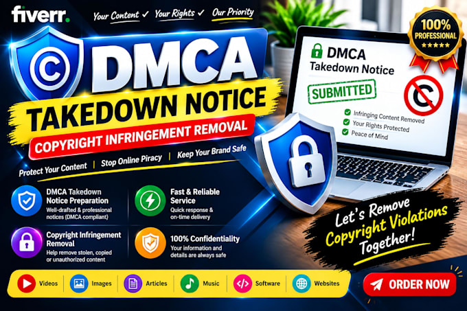 help you with a dmca takedown for copyright infringement