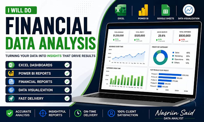 do financial data  analysis, excel  dashboard and report