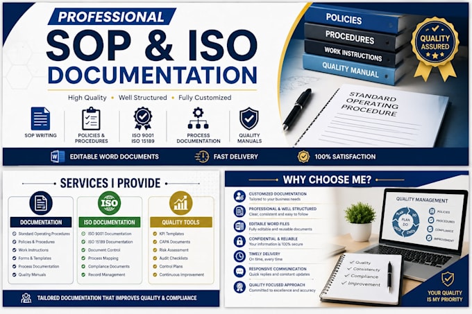 write professional sops, policies, and iso documentation