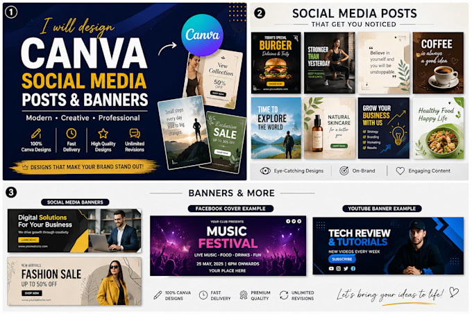 design canva social media posts and banners