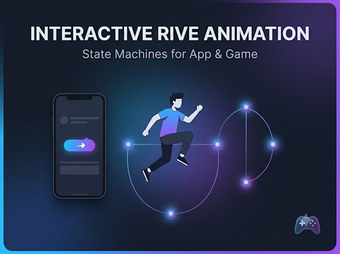 create interactive rive animation with state machine for app and game