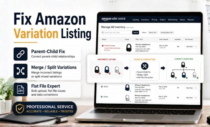 fix amazon listing error, suppressed listing issues fix listing variations error