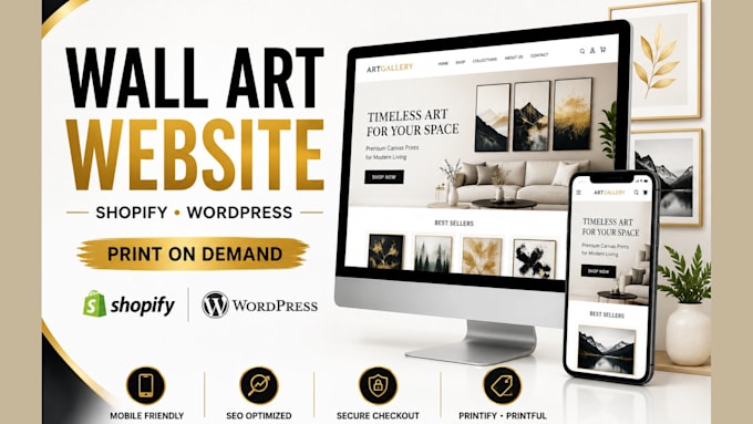 build a wall art website, canvas print store, print on demand shopify store