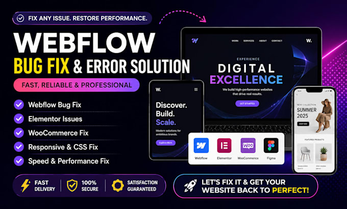 fix webflow bugs errors elementor and woocommerce issues