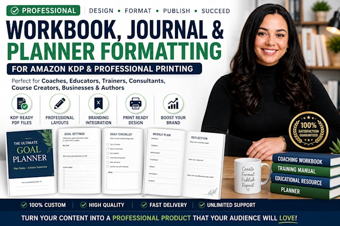 professionally format your workbook journal or planner for amazon KDP