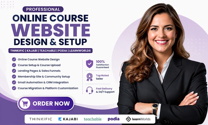 build thinkific website teachable course online lms platform kajabi website