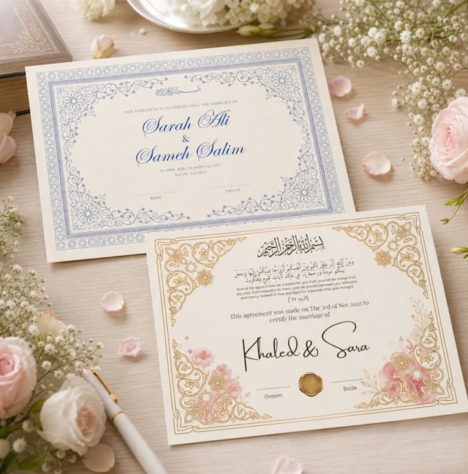 create islamic marriage certificate for you