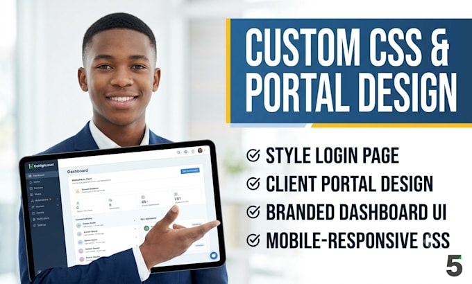 design gohighlevel custom CSS for login page and portal