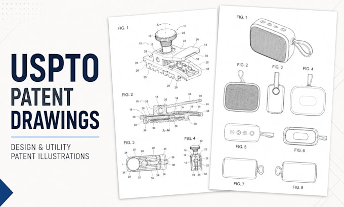 create uspto patent drawings, design and utility patent illustrations