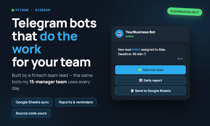 develop a telegram bot in python for your business