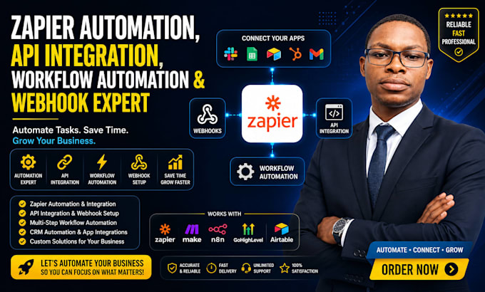 zapier automation, API integration, workflow automation and webhook expert