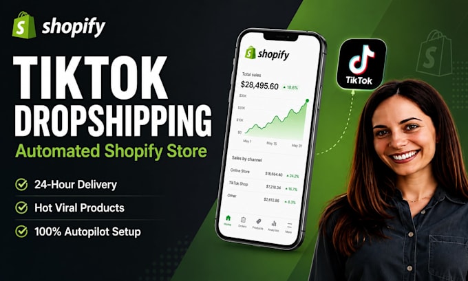 setup automated shopify tiktok dropshipping store website