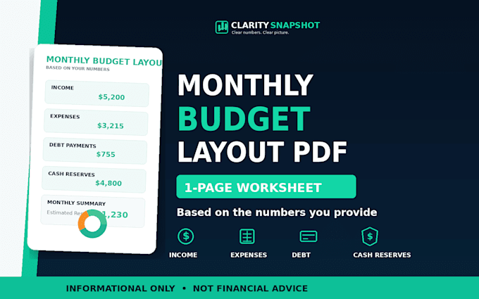 create a monthly budget layout PDF from your numbers