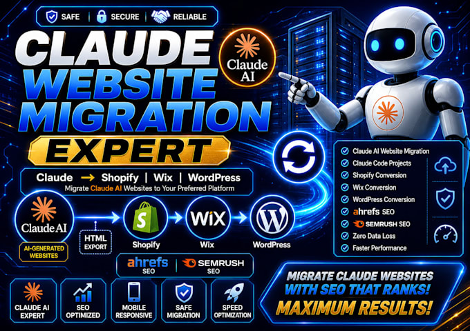 fix migrate claude ai website to wix wordpress with advanced SEO, shopify claude