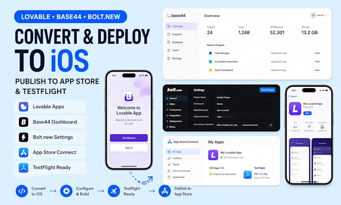 convert lovable to ios capacitor deploy base44 v0 publish app store testflight