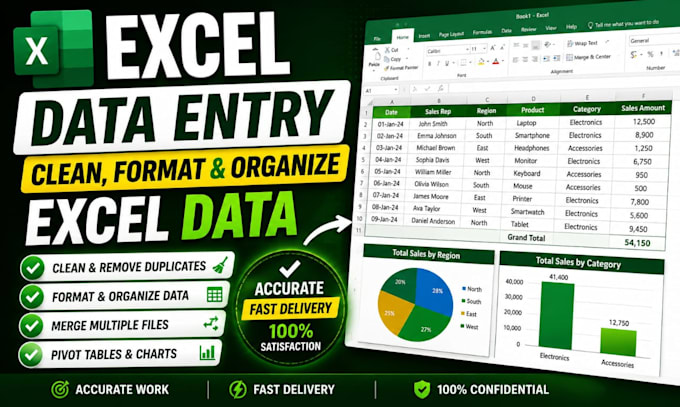 clean, format, merge, split excel data