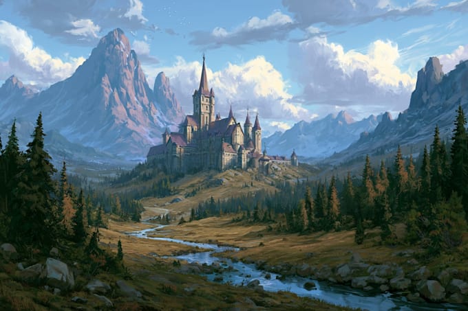 create stunning fantasy background and scenery illustration