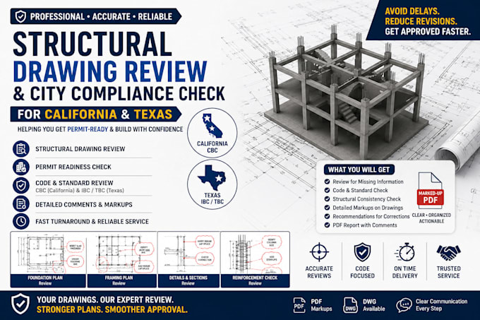 review structural drawings for permit readiness and construction