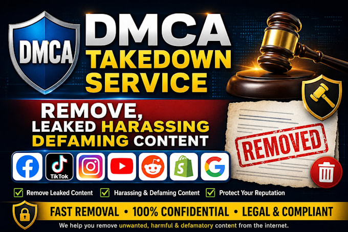 file dmca takedown notice to copyright defaming google reddit fb tiktok onlyfans