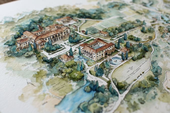 watercolor map illustration just for you